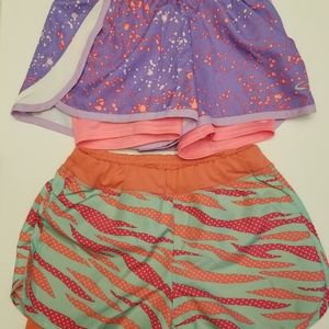 Champion and danskin shorts, spandex underneath